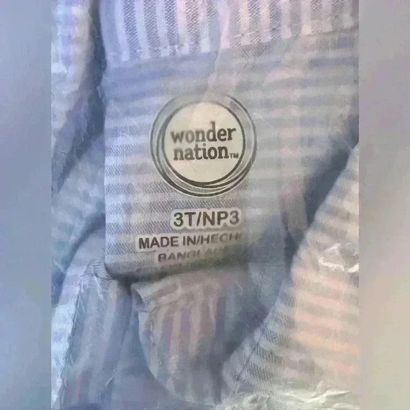 Wonder Nation baby Boys Blue Button Down Short Sleeve Shirt size 3t and 2T - Picture 7 of 7